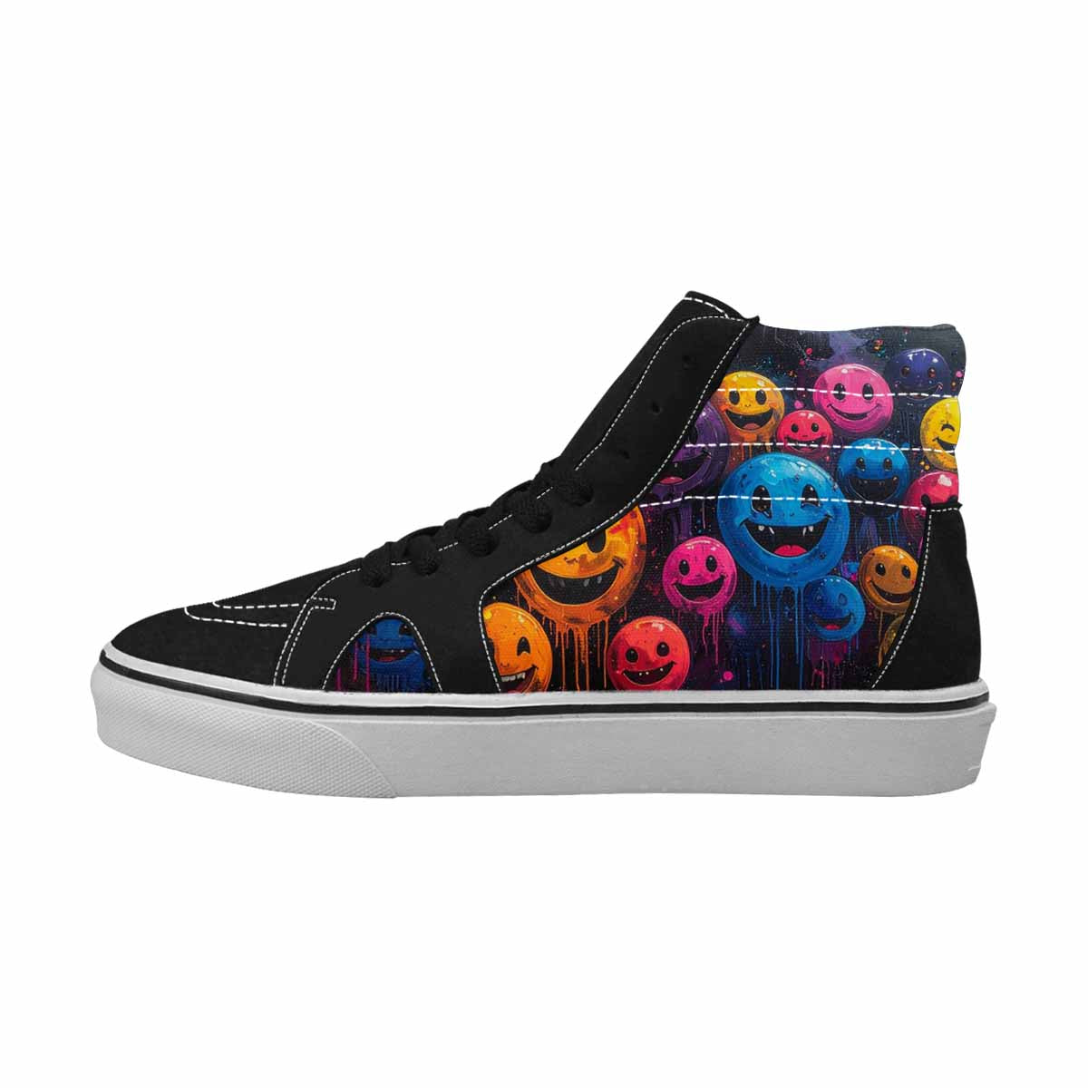 MEN'S Smiley Faces  Glow High Top Canvas Surreal Custom Shoes