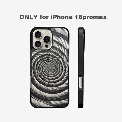 iPhone 16 Pro Max Case — Hypnotic Spiral Optical Illusion Motif High, Custom Printed Phone Case