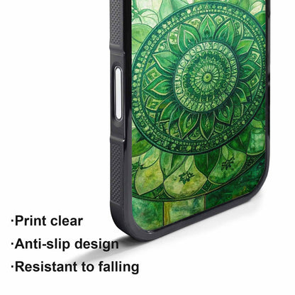 iPhone 17 Air Case — Green Mandala Bohemian Print Edge Original, Personalized Phone Case