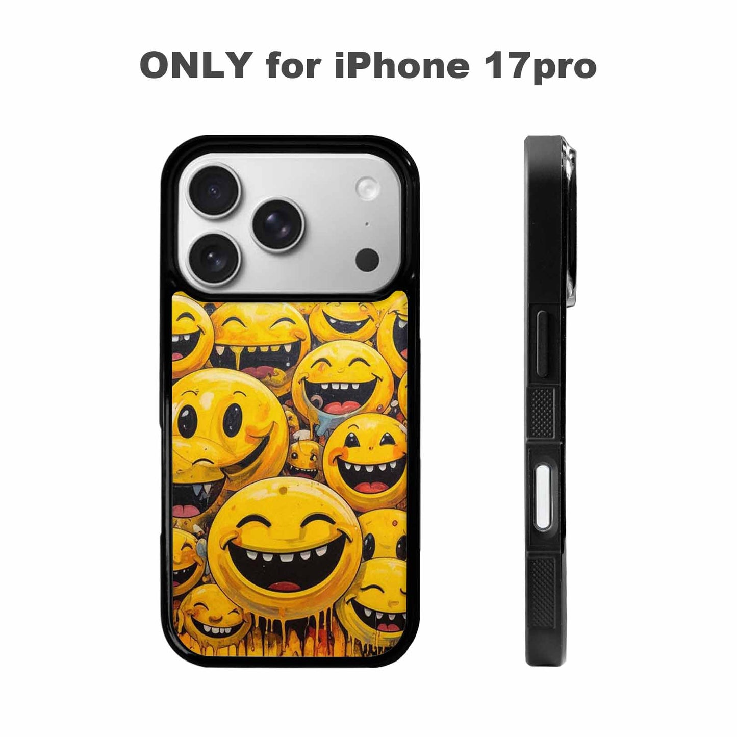 iPhone 17 Pro Case — Melting Moon Smiley Red Splatter Original, Custom Designed Case Cover