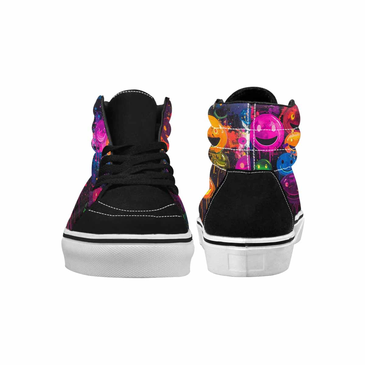 MEN'S Smiley Faces × Glow High Top Canvas Vibrant Chaos Sneakers