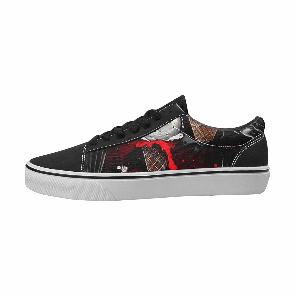 WOMEN'S Ice Cream Black & Red Ink Canvas Custom Fashion Kaleidoscope Custom Print Sneakers