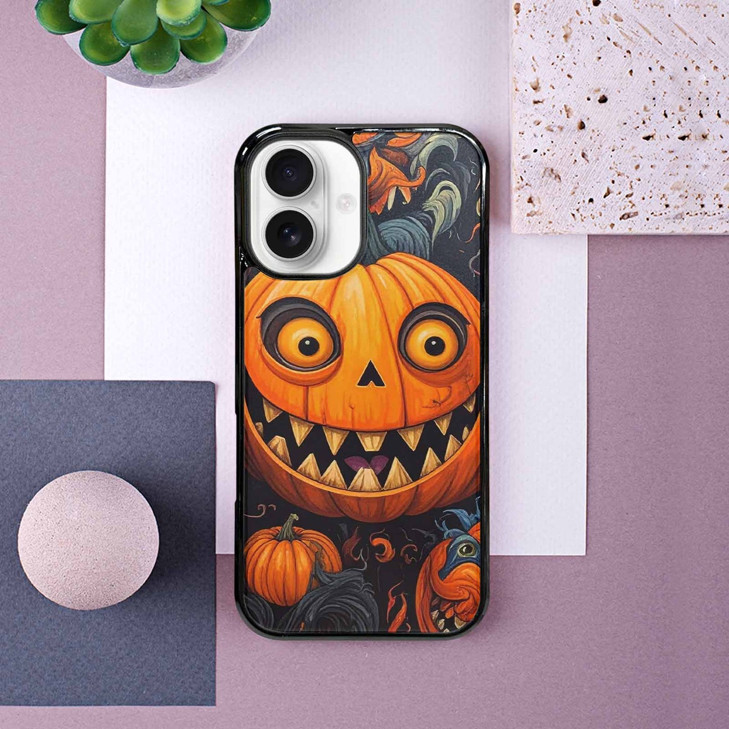 iPhone 16 Case — Cartoon Pumpkin Monster, Customized Protective Case
