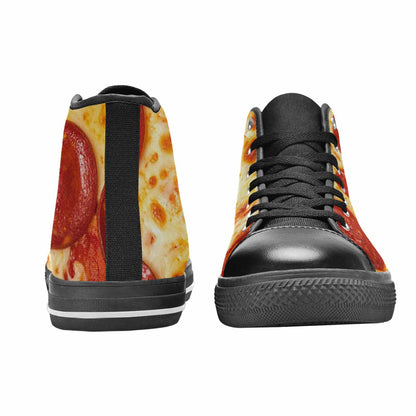 WOMEN'S Pepperoni Pizza Print High Top Canvas Vivid Sneakers