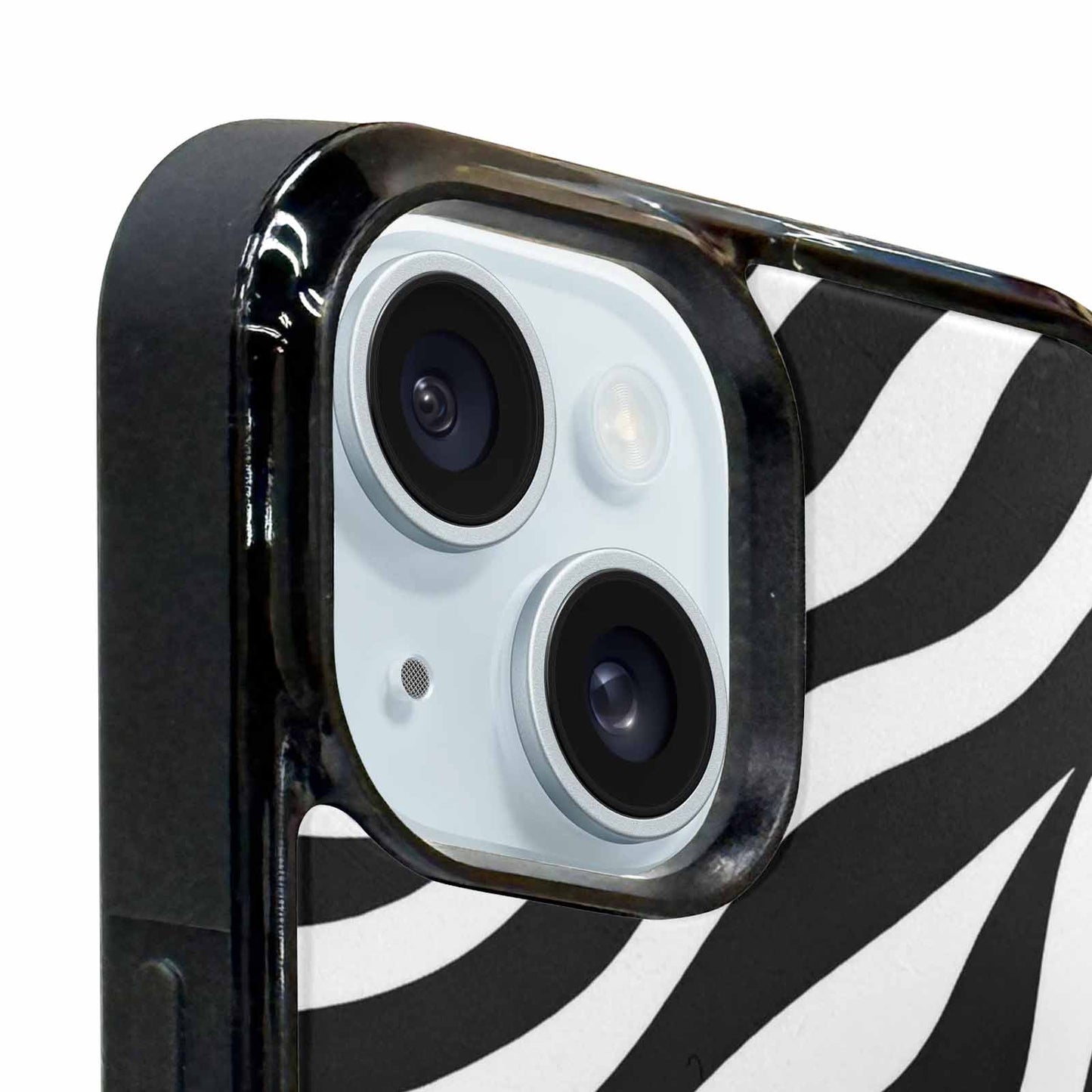 iPhone 15 Plus Case — Zebra Print Black White, Custom Made Phone Cover