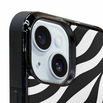 iPhone 15 Plus Case — Zebra Print Black White, Custom Made Phone Cover