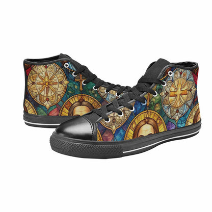 MEN'S Jesus Face Small High Top Canvas Surreal Custom Sneakers