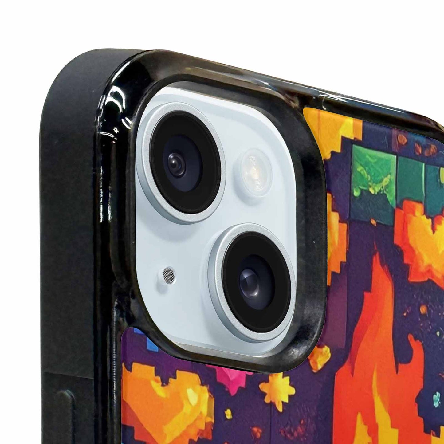 iPhone 15 Plus Case — Pixel Art 8 Bit Burst Pattern, Custom Print Case Cover