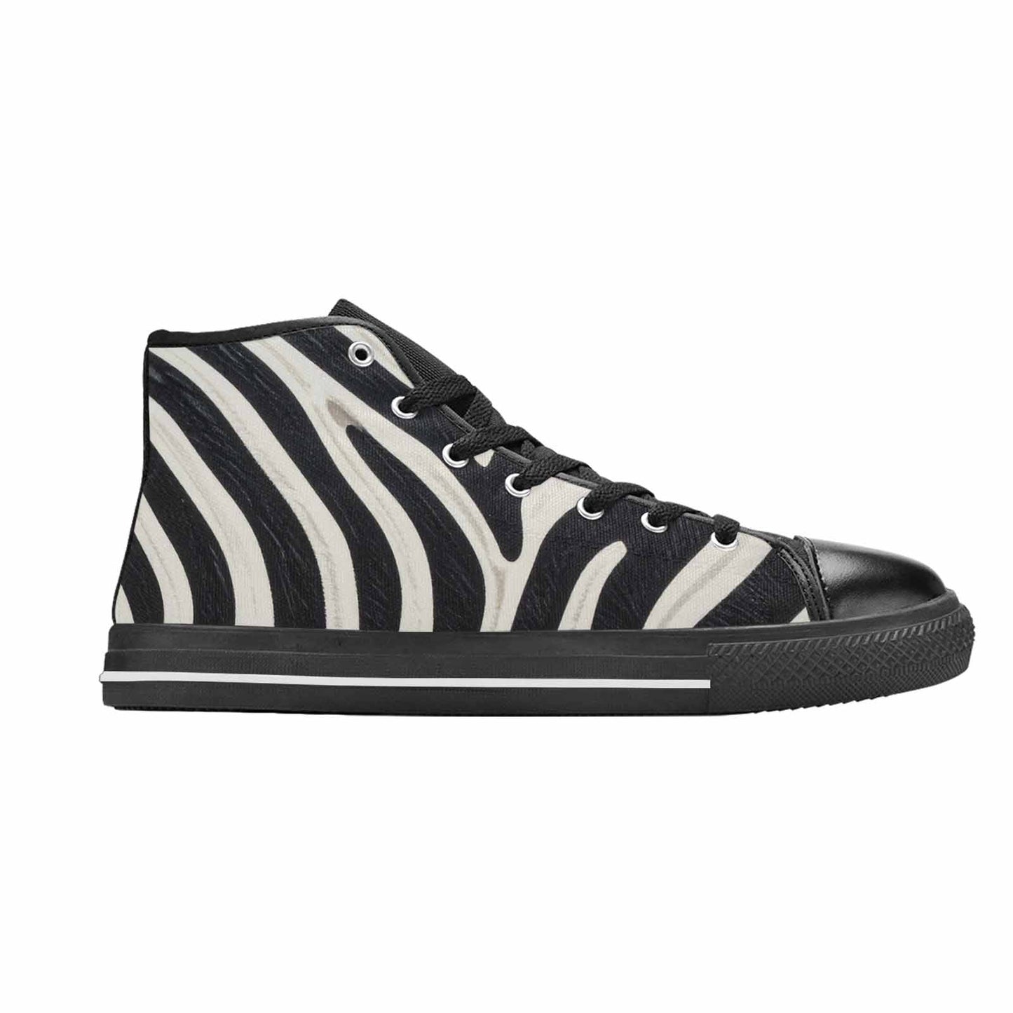 WOMEN'S Modern Zebra Stripe Solid High Top Canvas Aesthetic Custom Sneakers