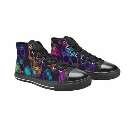 WOMEN'S Galaxy Skulls High Top Canvas Wallpaper Art Sneakers