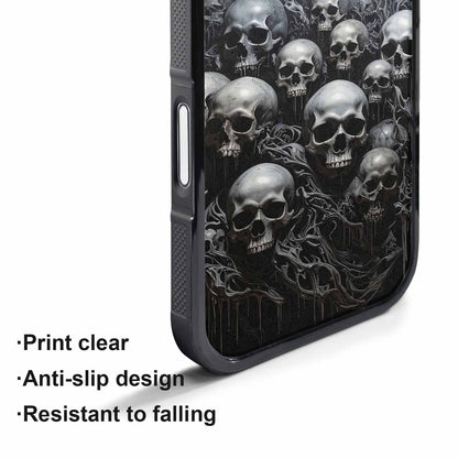 iPhone 17 Pro Max Case — Grey Dark Black And Gothic Skulls, Custom Designed Case Cover