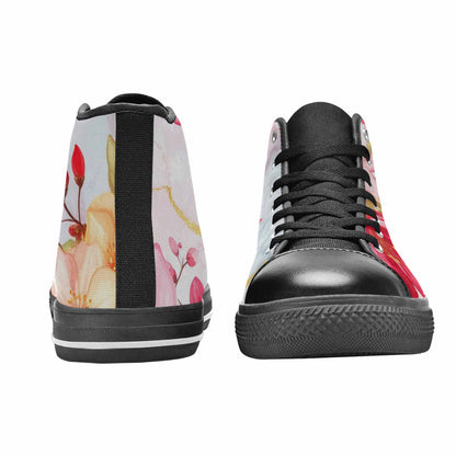 WOMEN'S Marble Floral High Top Canvas Vibrant Chaos Custom Sneakers