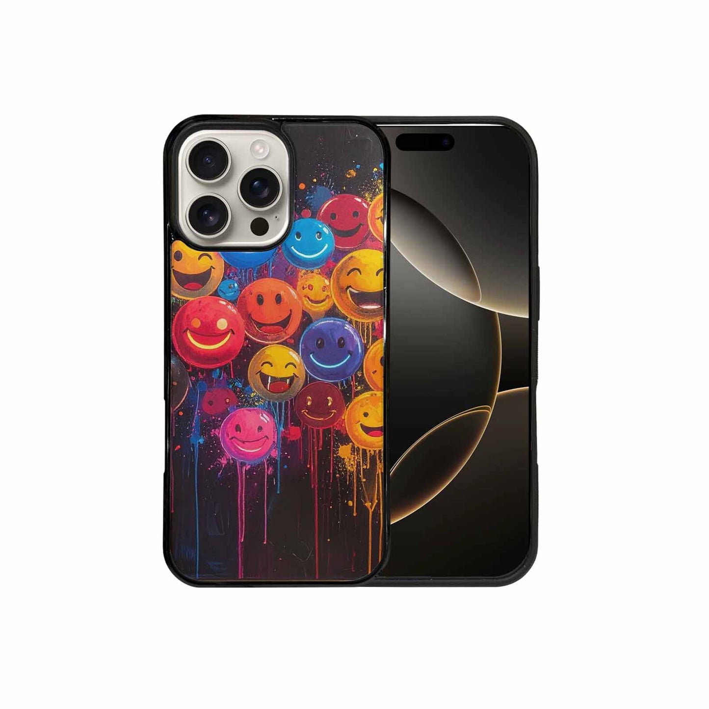 iPhone 16 Pro Max Case — Smiley Faces Glow Smiley Faces Pattern, Customized Protective Case