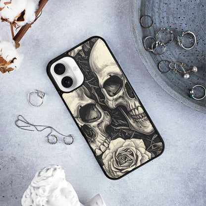 iPhone 16 Plus Case — 20 Skulls Overlapping Seamless Tileable Pattern, Custom Made Phone Cover