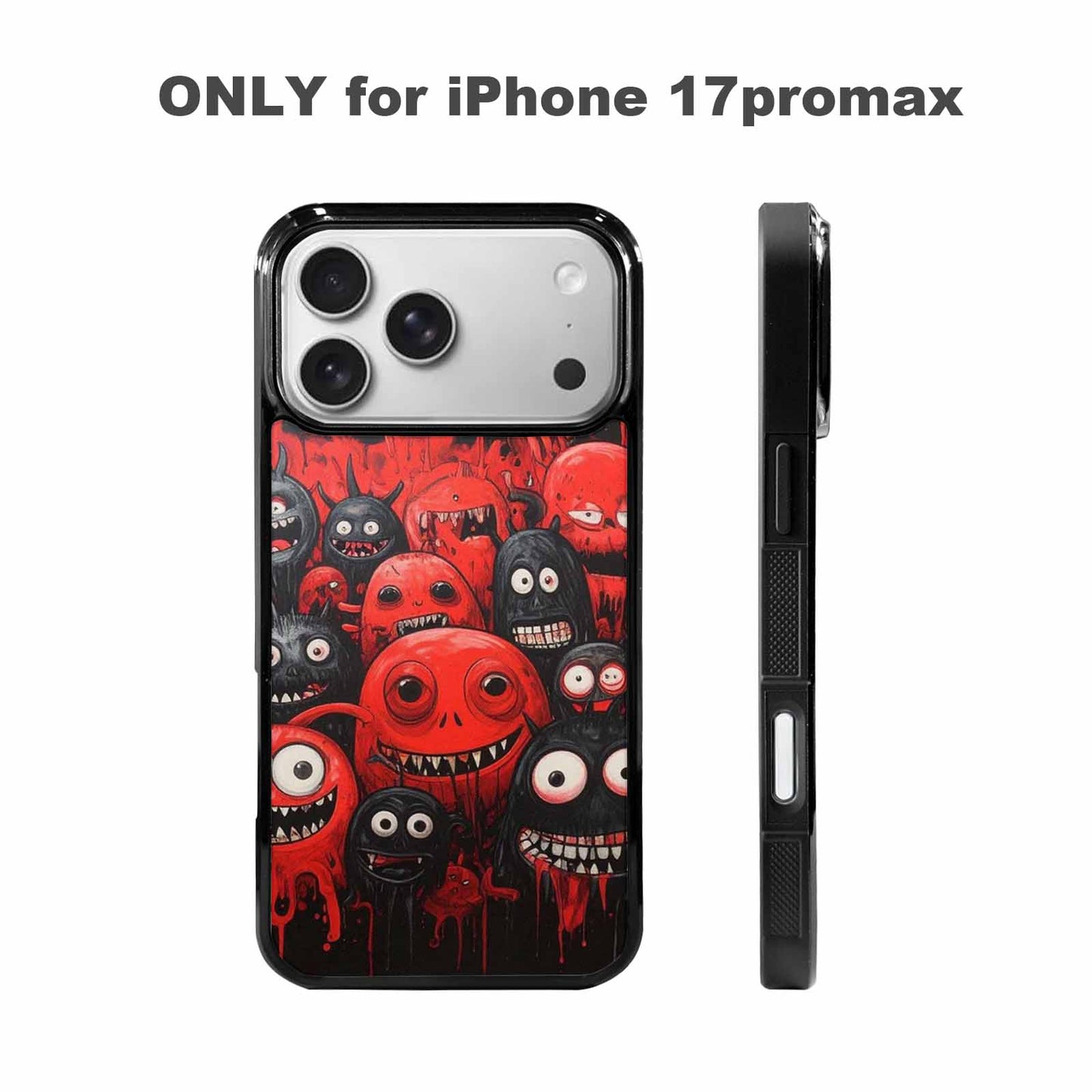 iPhone 17 Pro Max Case — Black &amp; Red Ink Cartoon Cute, Custom Printed Phone Case