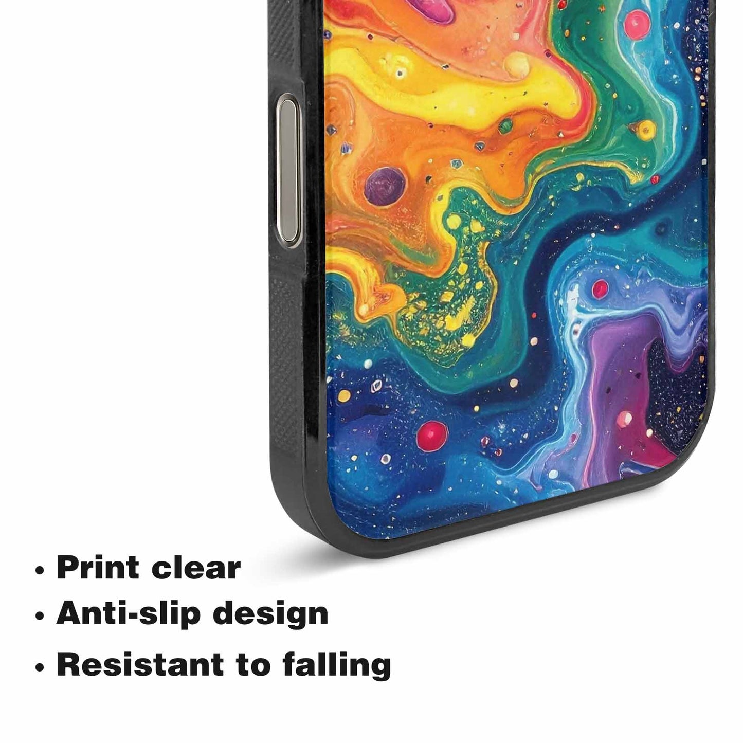 iPhone 16 Pro Case — Galaxy Art Colorful Cosmic Dust Small, Custom Printed Phone Case