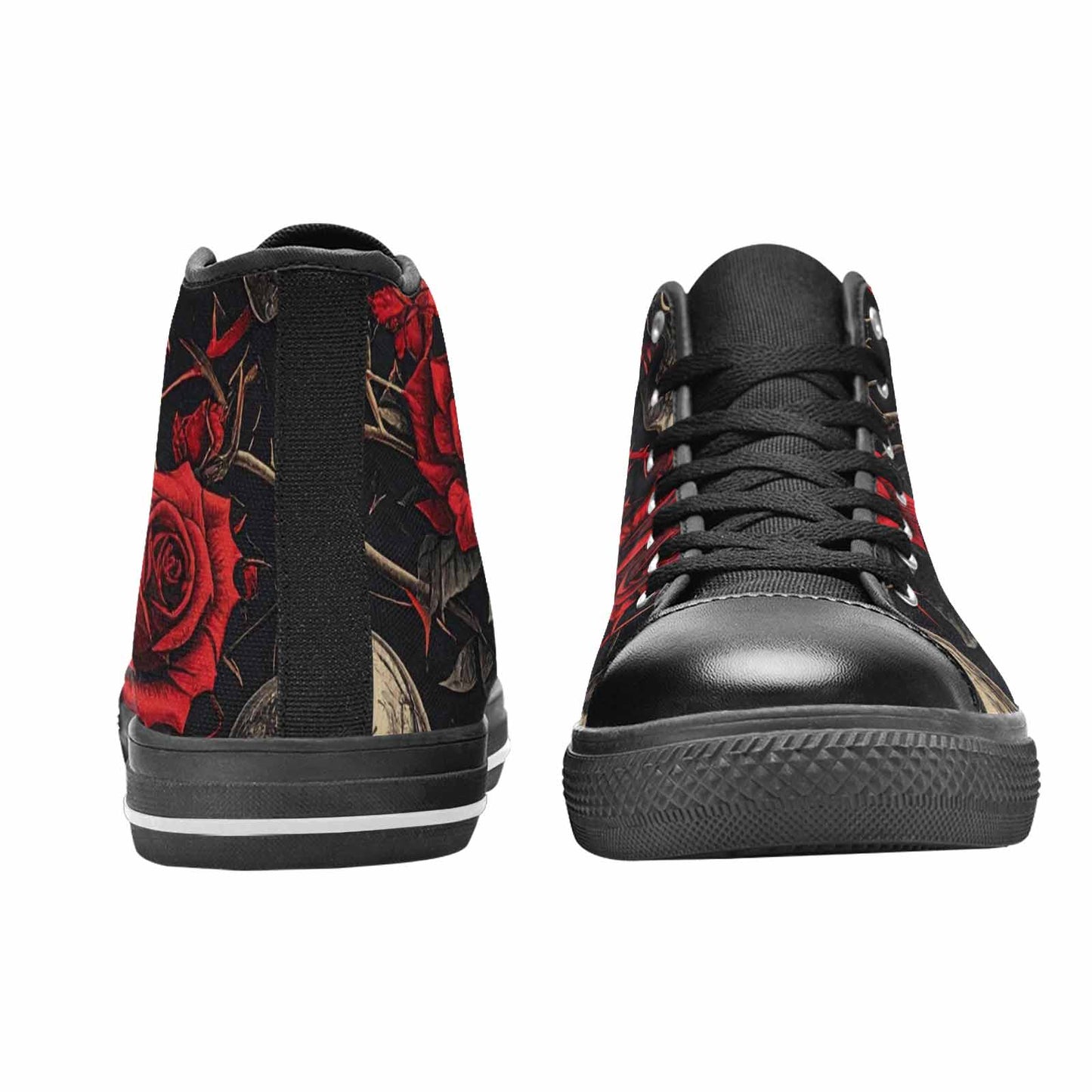 WOMEN'S Gothic Skulls Roses High Top Canvas Surreal Sneakers