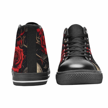 WOMEN'S Gothic Skulls Roses High Top Canvas Surreal Sneakers