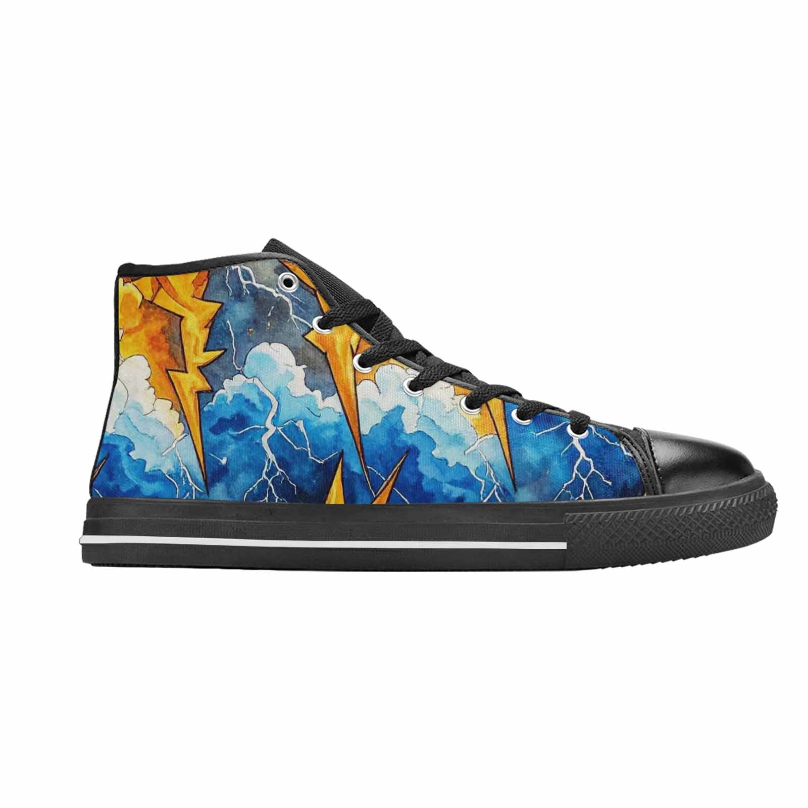 WOMEN'S Lightning Bolt High Top Canvas Neon Fantasy Shoes