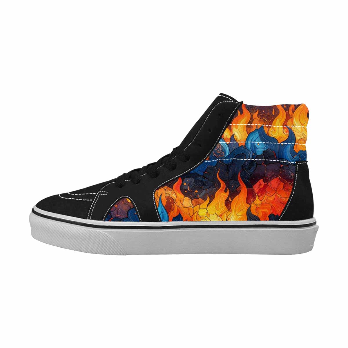WOMEN'S Fire Flame High Top Canvas Neon Fantasy Shoes