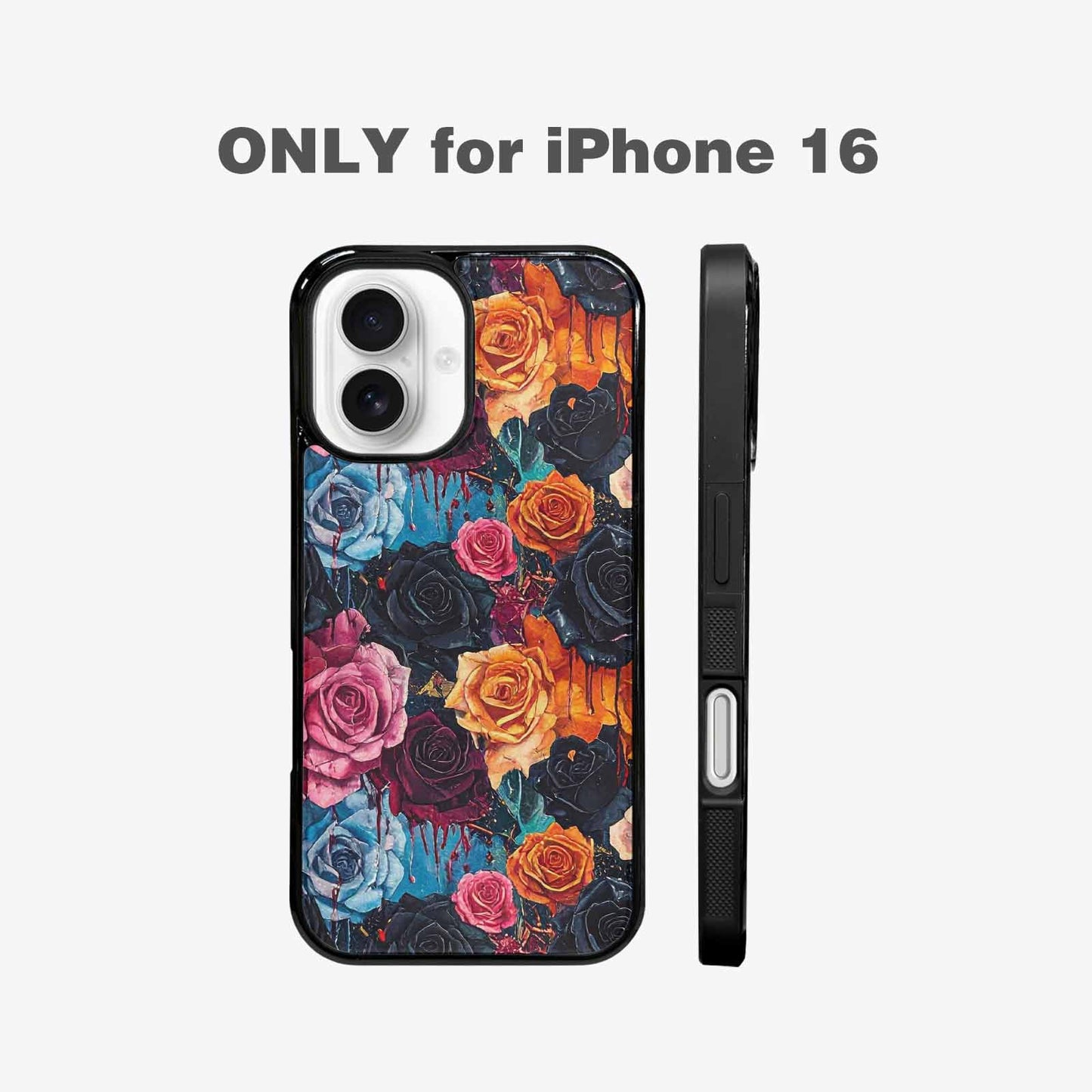 iPhone 16 Case — Gothic Rose Gothic Roses Pattern Hundreds, Custom Printed Phone Case