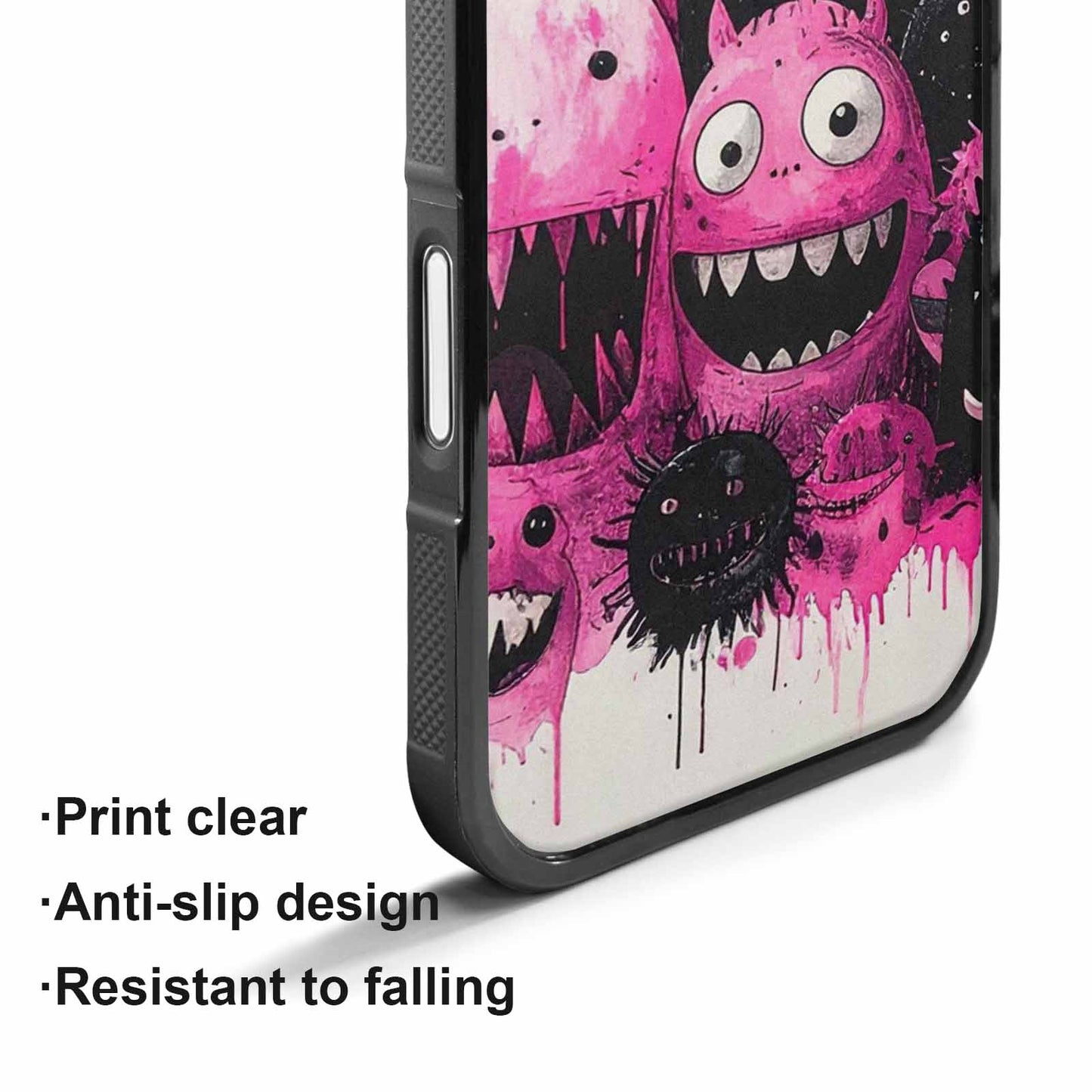 iPhone 17 Case — Black &amp; Pink Ink Cartoon Cute, Custom Printed Phone Case