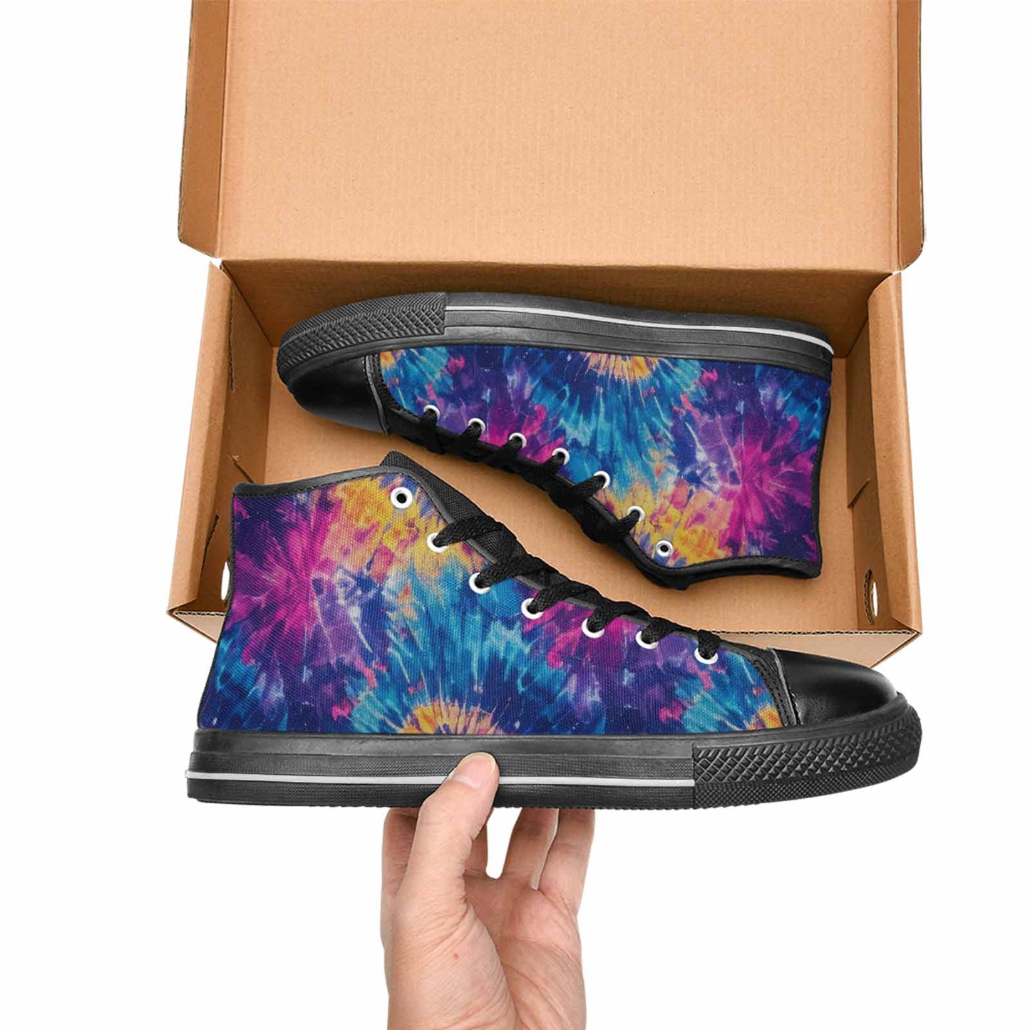 MEN'S Tie Dye Swirl High Top Canvas Grunge Sneakers