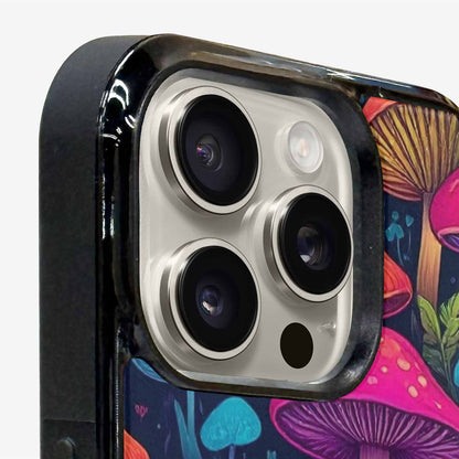 iPhone 15 Pro Max Case — Mushroom Psychedelic Art Seamless Pattern Vibrant, Custom Designed Case Cover