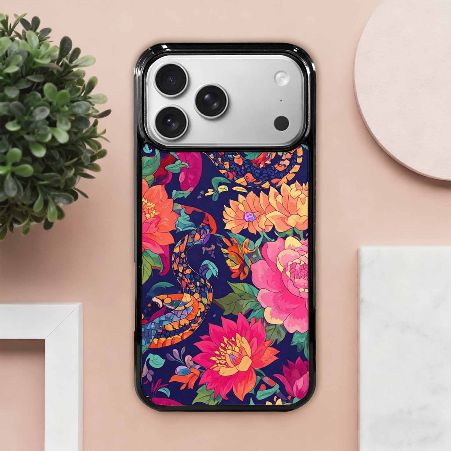 iPhone 17 Pro Max Case — Floral Snake Print Floral, Original Design Phone Case