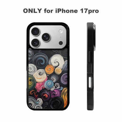 iPhone 17 Pro Case — Tie Dye Swirls Black White Tie, Custom Designed Case Cover