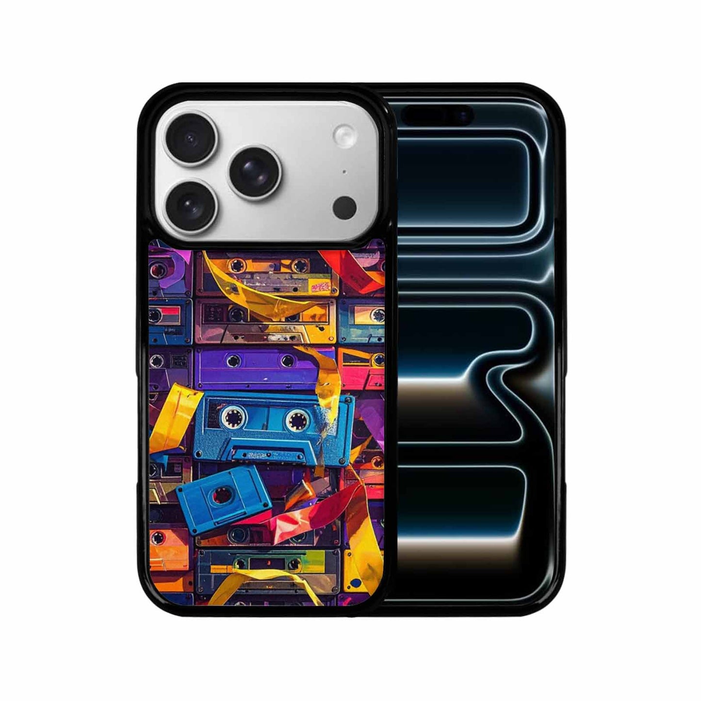 iPhone 17 Pro Case — Retro Cassette Tape Pattern Hundreds Retro, Custom Printed Phone Case
