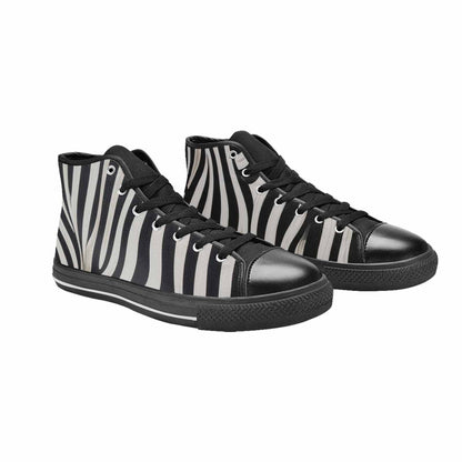 MEN'S Modern Zebra Stripe High Top Canvas Neon Fantasy Sneakers