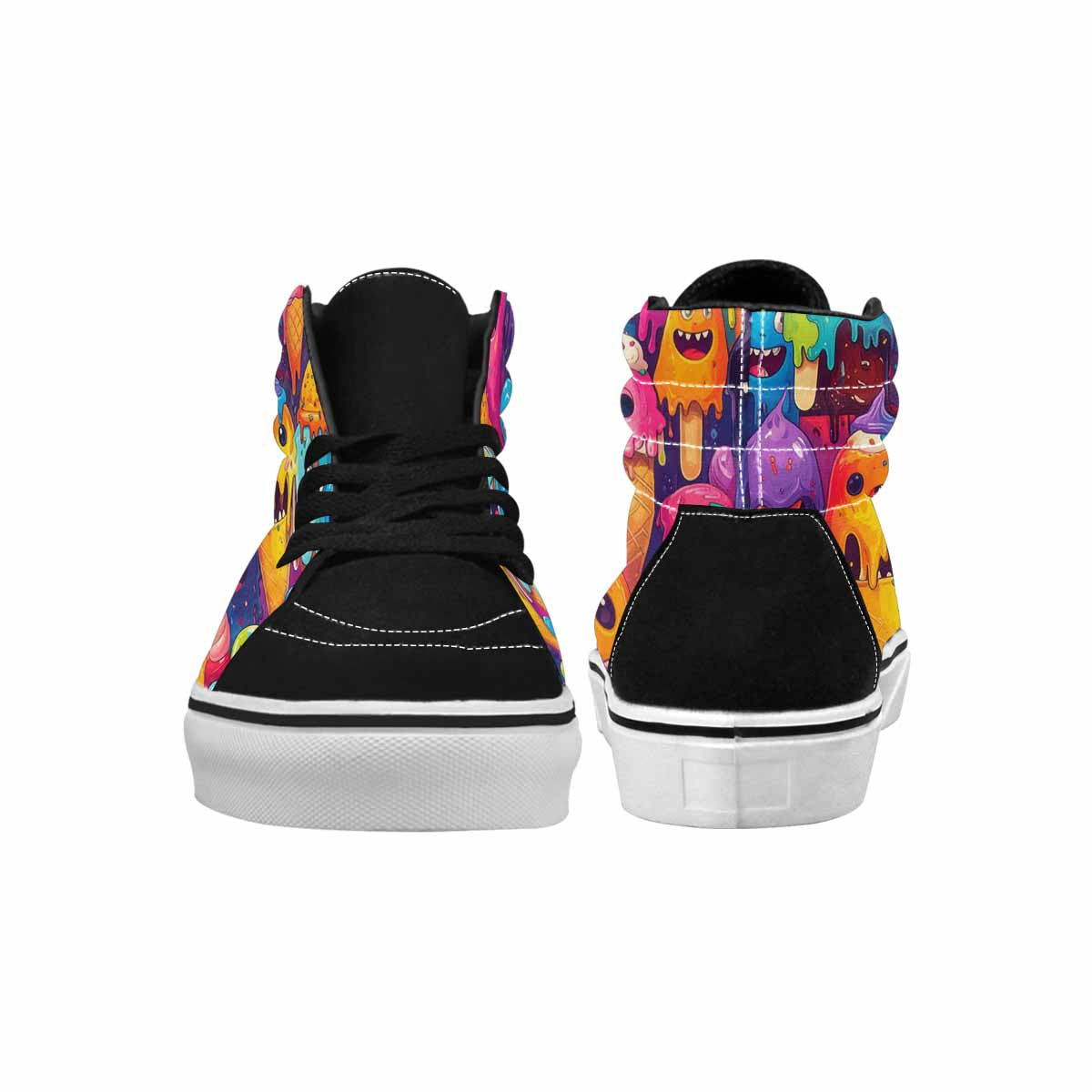 MEN'S Melting Ice Cream Monster High Top Canvas Neon Fantasy Custom Shoes