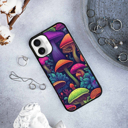 iPhone 16 Plus Case — Mushroom Psychedelic Art Seamless Pattern Vibrant, Custom Art Phone Cover