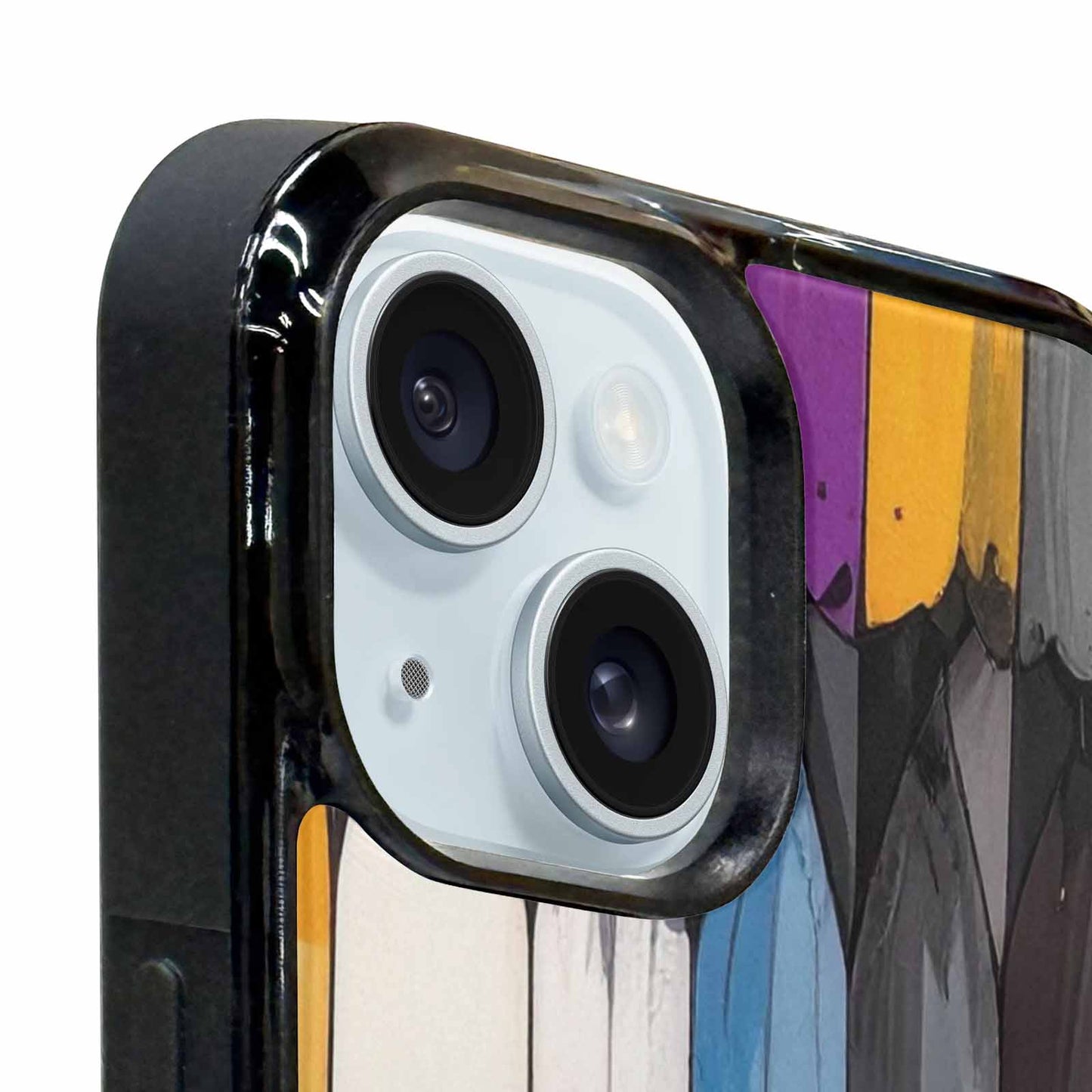 iPhone 15 Plus Case — Asexual Flag Color Theme Small Rainbow, Unique Phone Case Design