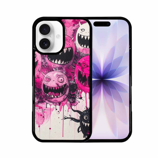 iPhone 17 Case — Black &amp; Pink Ink Cartoon Cute, Customized Protective Case