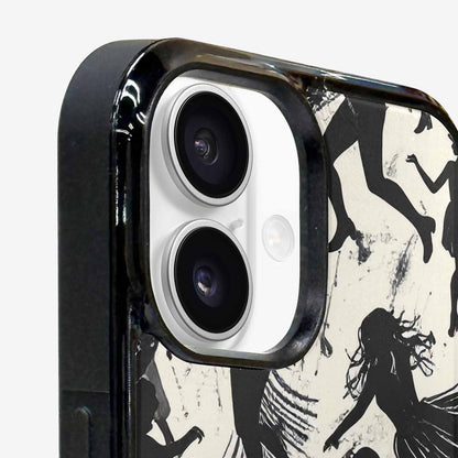 iPhone 16 Plus Case — Bold Dancing Figure Line Art Pattern, Original Design Phone Case