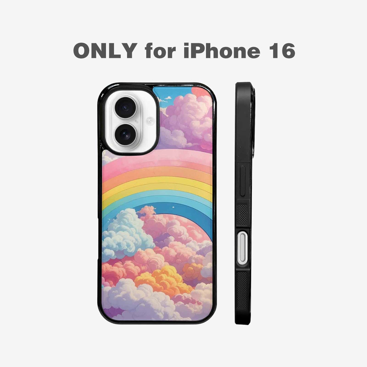 iPhone 16 Case — Cloud And Rainbow Burst Pattern Hundreds, Personalized Phone Case