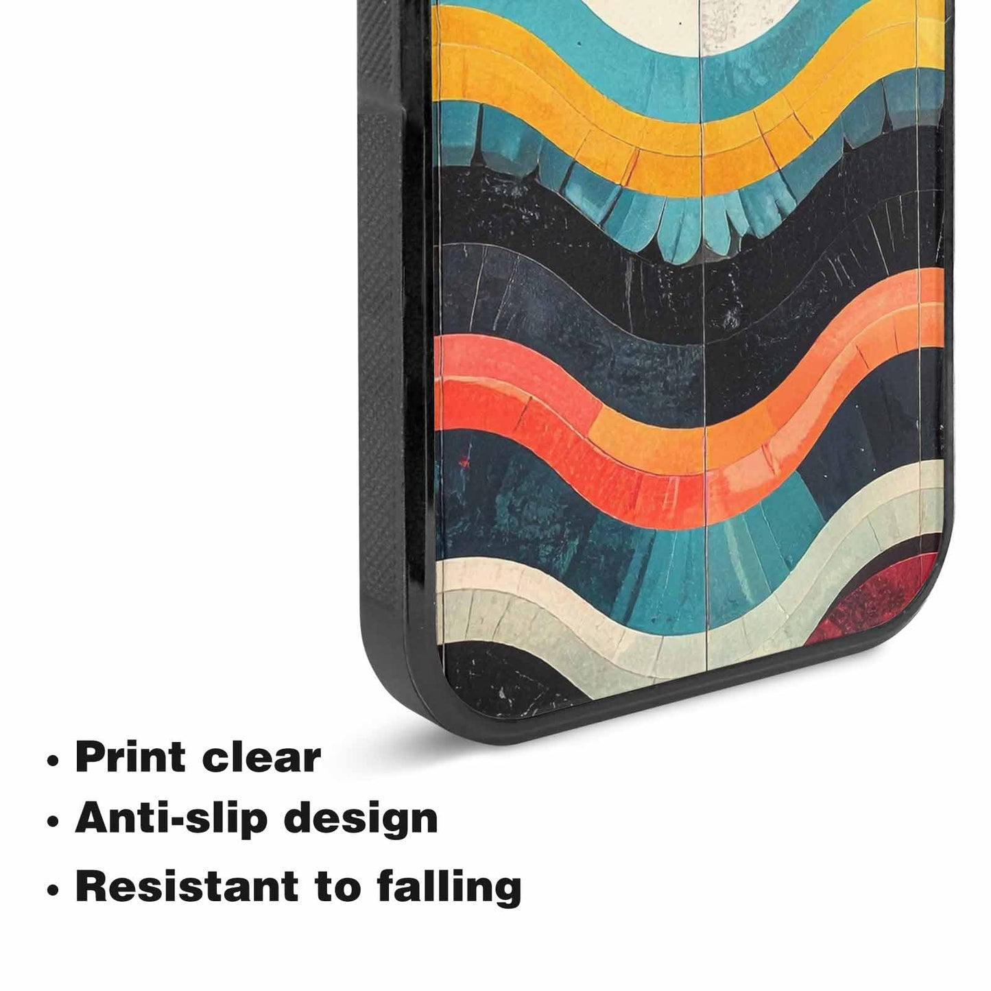iPhone 15 Plus Case — Retro Wave Scallop Stripe Small Wavy, Custom Print Case Cover