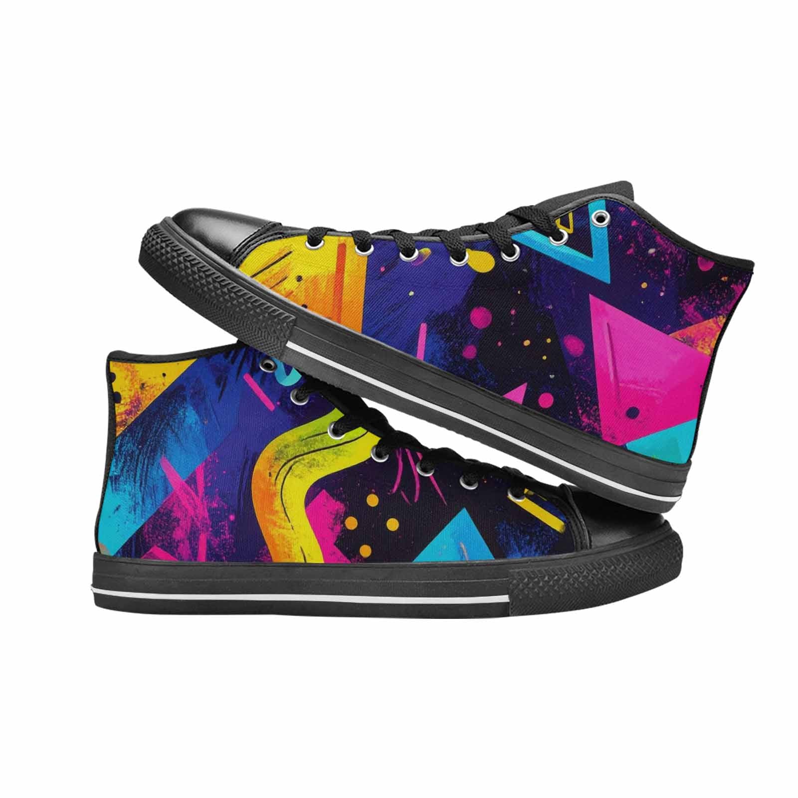 MEN'S Memphis Squiggles Triangles Dots High Top Canvas Y2K Custom Sneakers