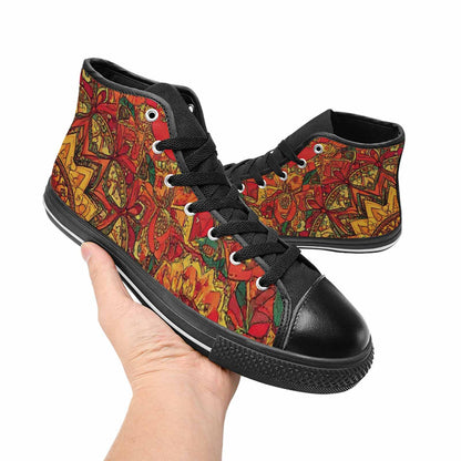 WOMEN'S Mandala Lions High Top Canvas Dark Academia Shoes