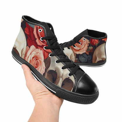 MEN'S Skulls Roses Soft Airbrush High Top Canvas Dreamcore Shoes