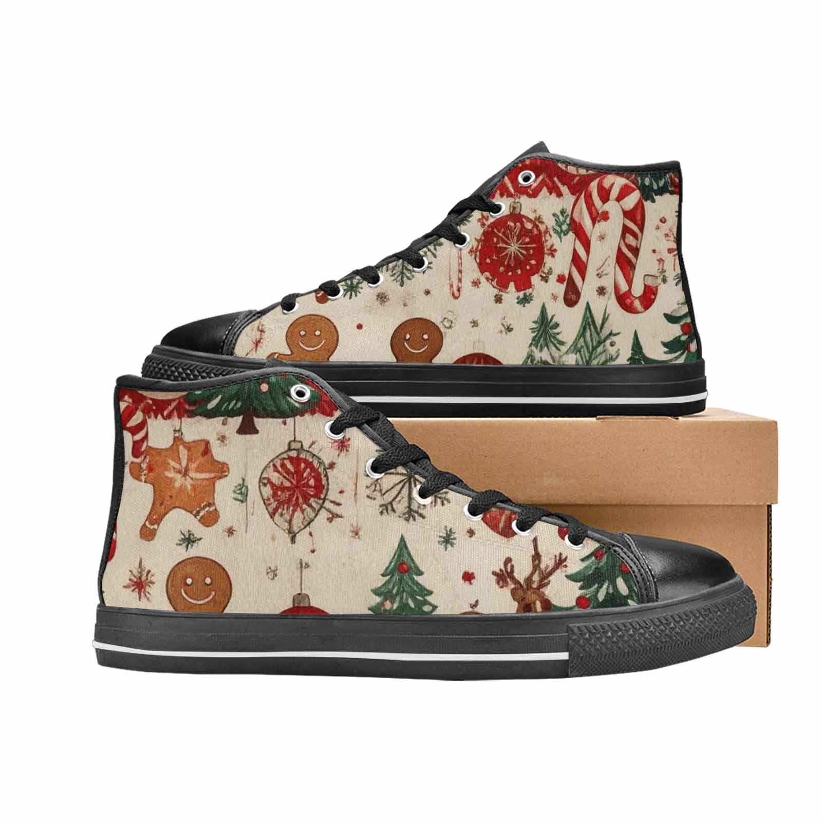 MEN'S Christmas Holly Snowflake High Top Canvas Aesthetic Shoes