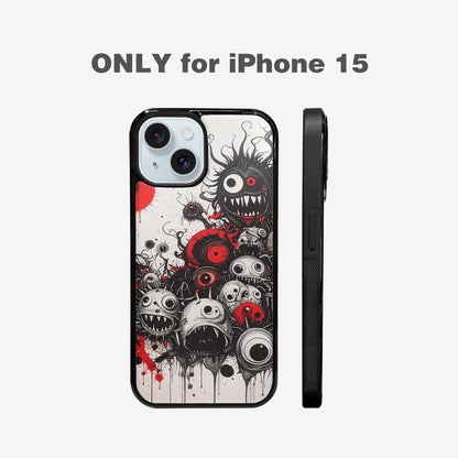 iPhone 15 Case — Multi Eye Monster Black Red Ink, Custom Designed Case Cover