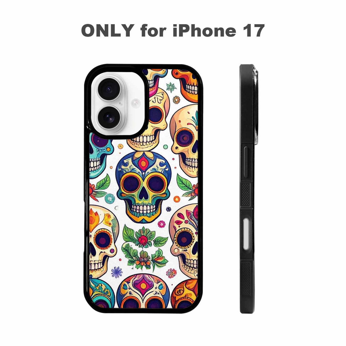 iPhone 17 Case — Vibrant Skull Seamless Gothic Skulls, Custom Print Case Cover