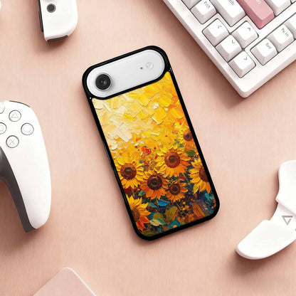 iPhone 17 Air Case — Impressionist Sunflower Brushstroke Pattern Hundreds Floral, Original Design Phone Case