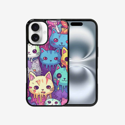 iPhone 16 Case — Pastel Gore Cat Character Pattern Hundreds, Personalized Phone Case