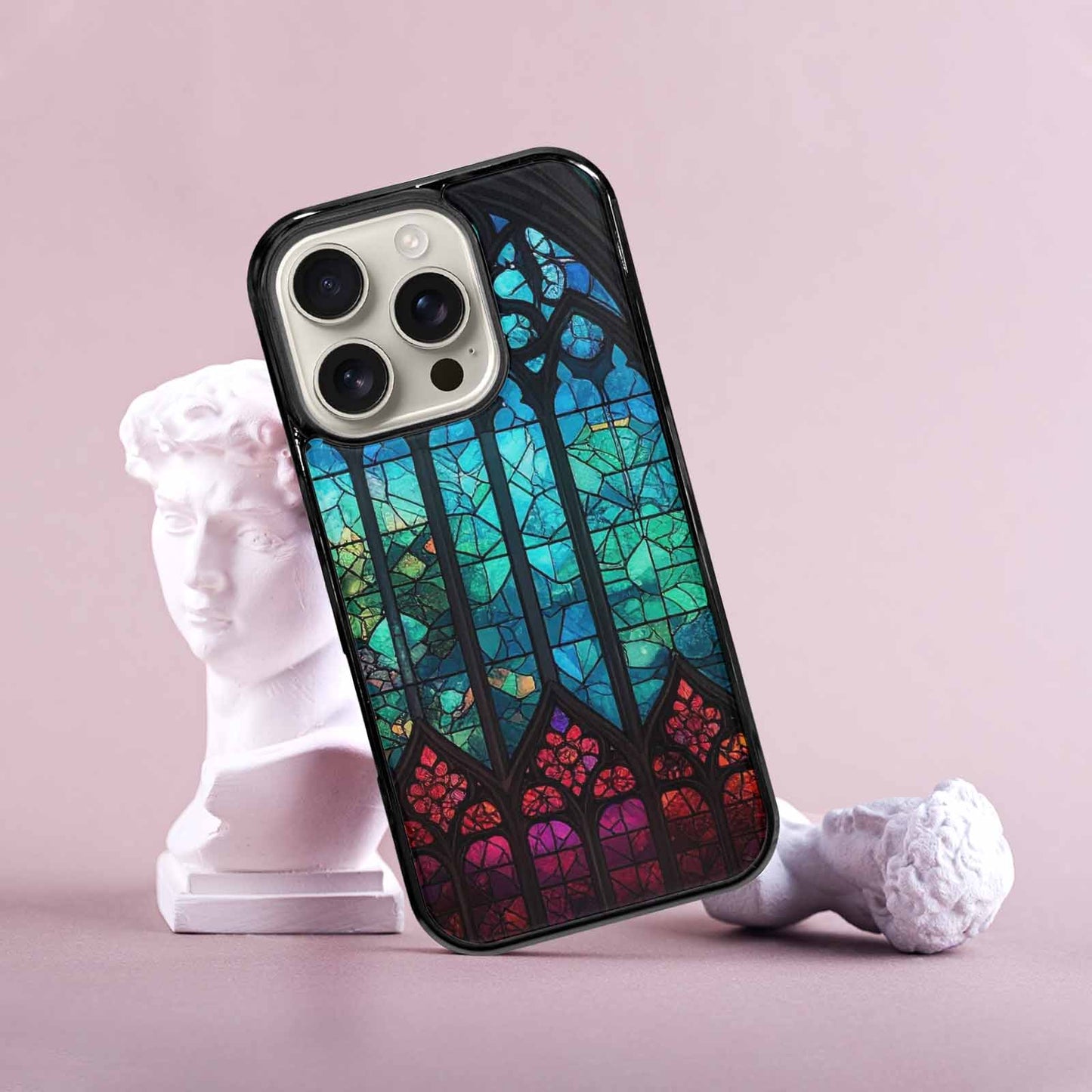 iPhone 16 Pro Case — Stained Glass Window Pattern Seamless Repeat, Custom Designed Case Cover