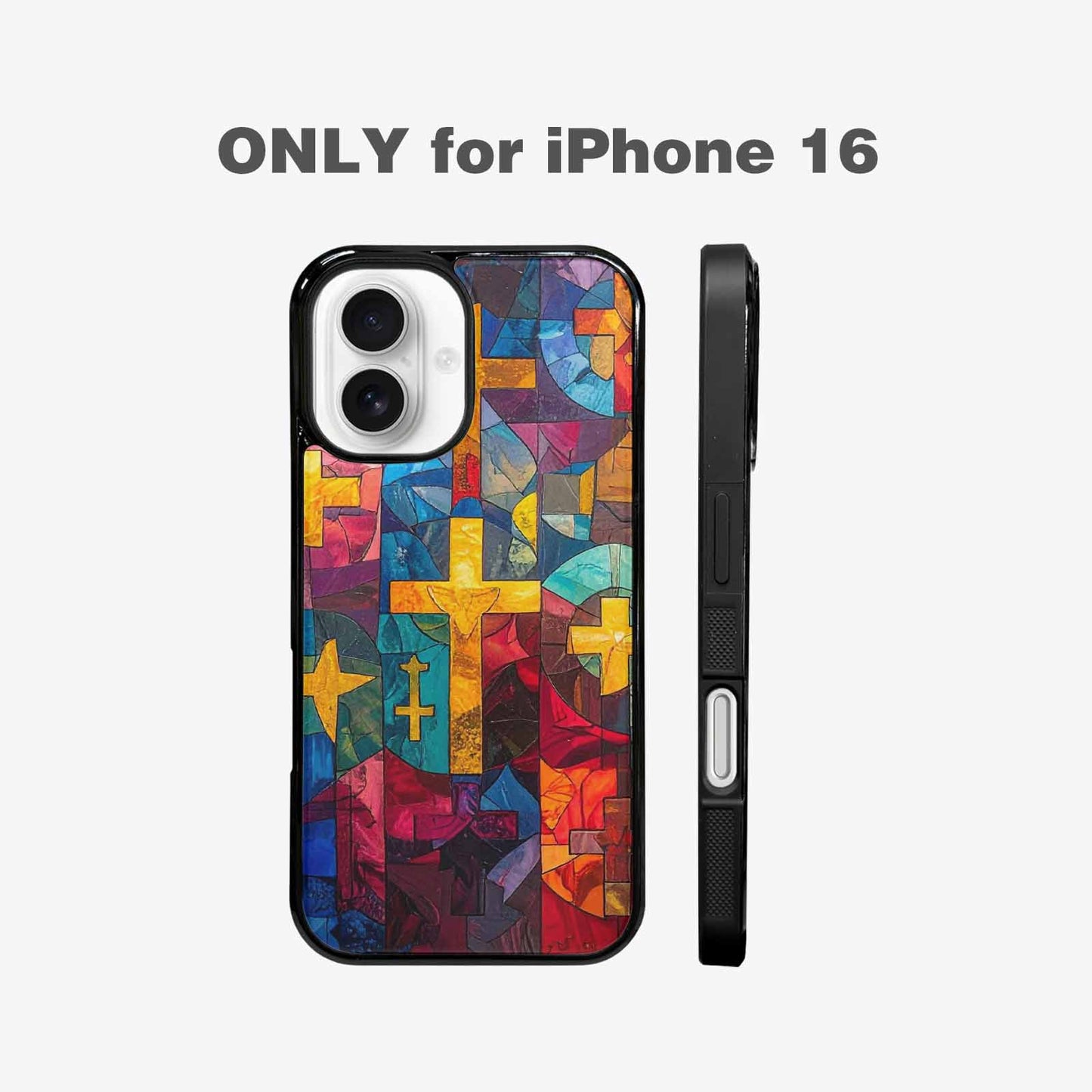 iPhone 16 Case — Faith Cross And Faith Icons Pattern, Personalized Phone Case