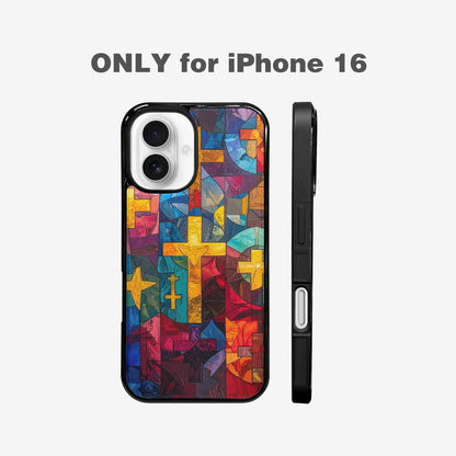 iPhone 16 Case — Faith Cross And Faith Icons Pattern, Personalized Phone Case